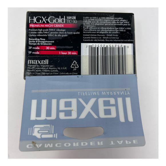 Maxell Camcorder Tape Lifetime Warranty VHSC HGX-gold TC-30 62M Premium‎ High - Picture 2 of 7